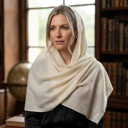 Pashmina Ivory Soft Touch Luxury Handwoven Shawl