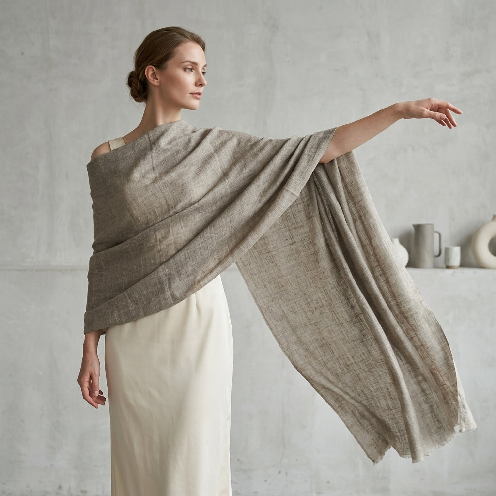 Pashmina Neutral Beige Classic Handwoven Shawl