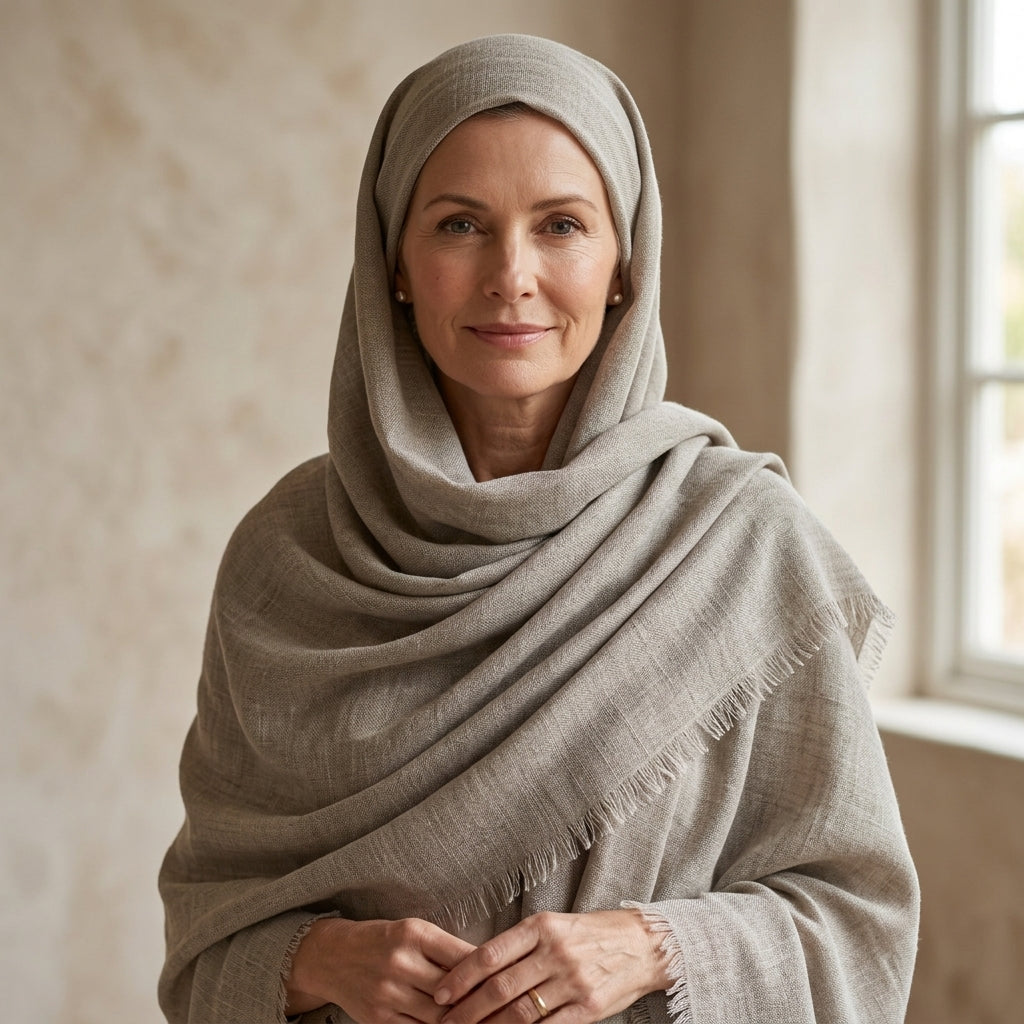 Pashmina Neutral Beige Classic Handwoven Shawl