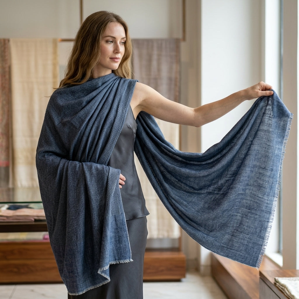 Pashmina Ocean Blue Premium Handwoven Stole