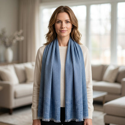 Pashmina Ocean Blue Premium Handwoven Stole