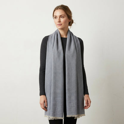 Pashmina Soft Grey Self-Patterned Reversible Shawl — Fishbowl Design
