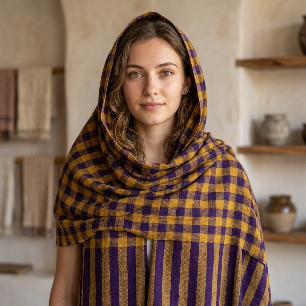 Pashmina Checkered Handwoven Classic Shawl — Heritage