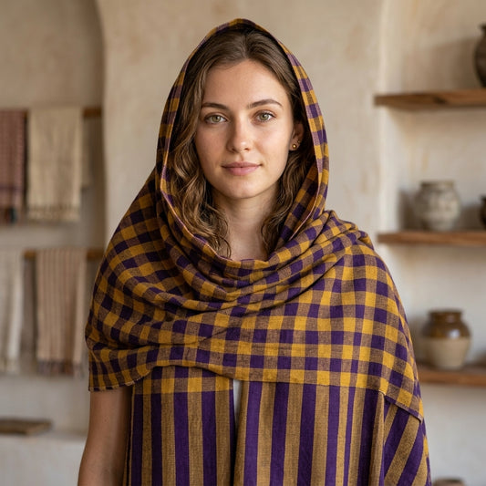 Pashmina Checkered Handwoven Classic Shawl — Heritage