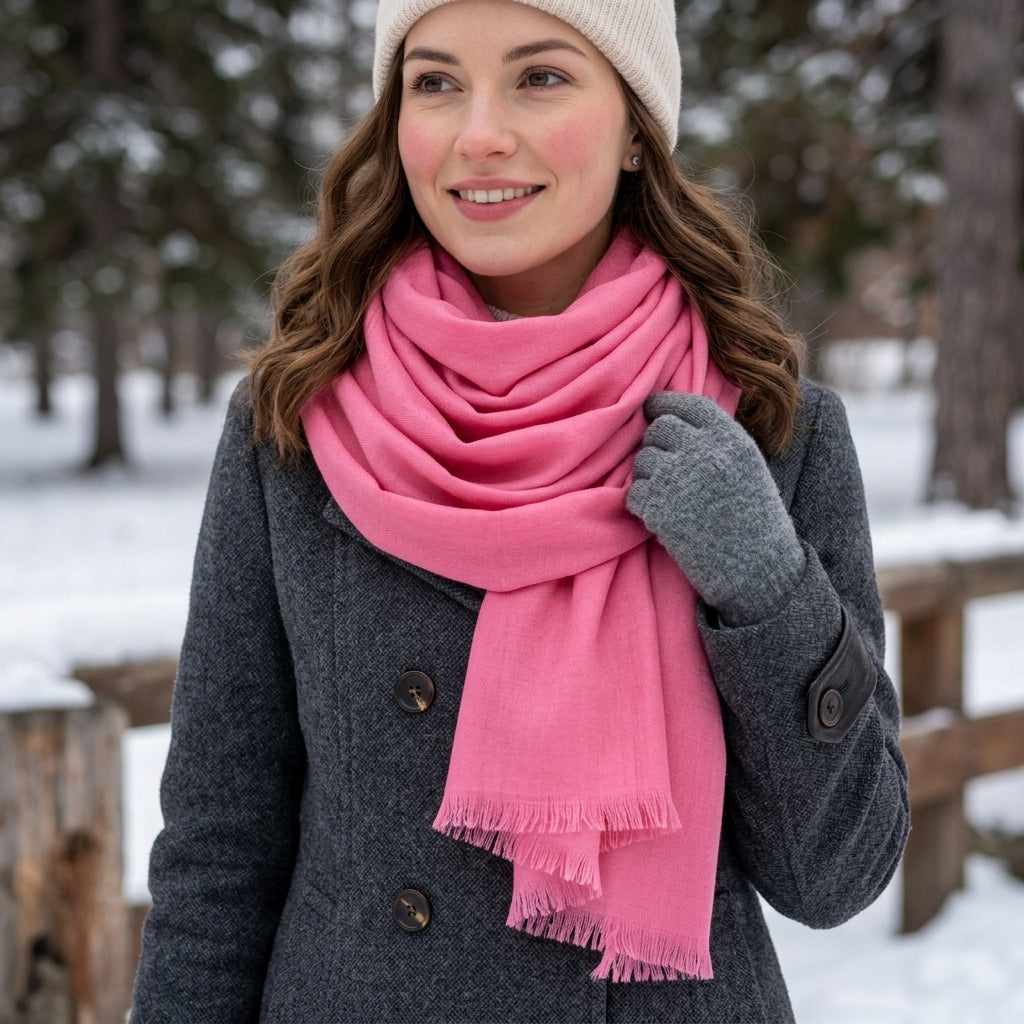Pashmina Plain Pink Handwoven Stole
