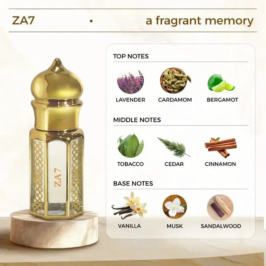 Zuhur AL Oasis ZA7 Non Alcoholic Unisex Attar 6 ML