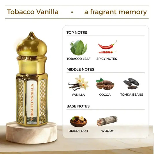 Zuhur AL Oasis Tobacco Vanilla Non Alcoholic Unisex Attar 6ml