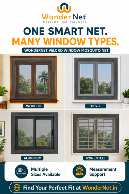 WonderNet Velcro Mosquito Net for Windows – Custom Size, Washable