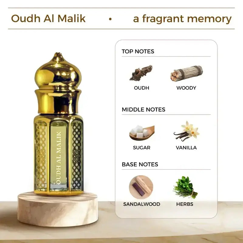 Zuhur AL Oasis Oudh AL Malik Non Alcoholic Attar For Men 6ML
