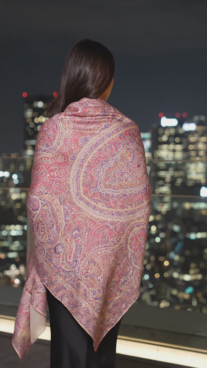 Lavender Jama Pashmina Shawl — All-Over Paisley Weave