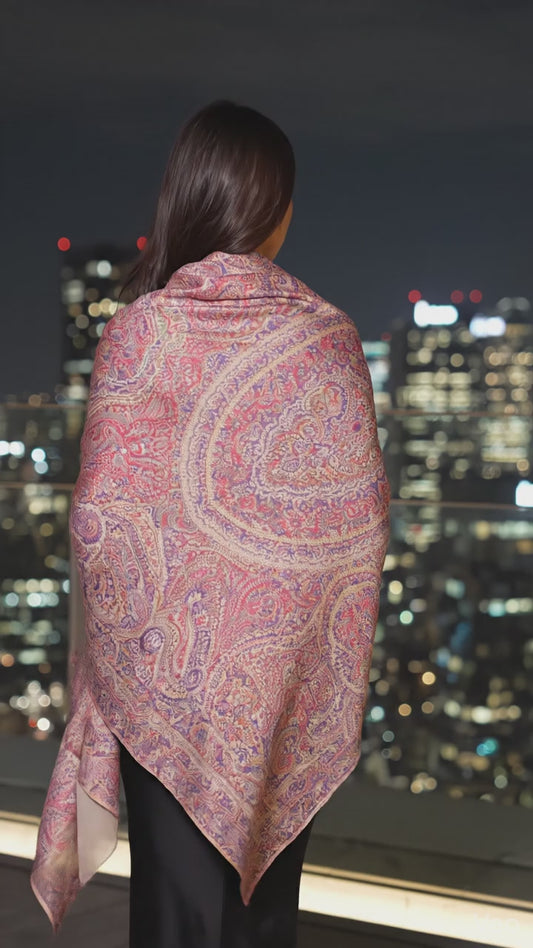 Lavender Jama Pashmina Shawl — All-Over Paisley Weave