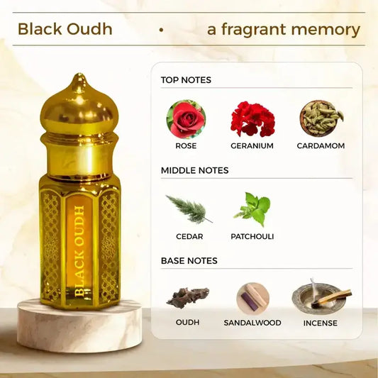Zuhur AL Oasis Black Oudh Non Alcoholic Attar For Men 6ML