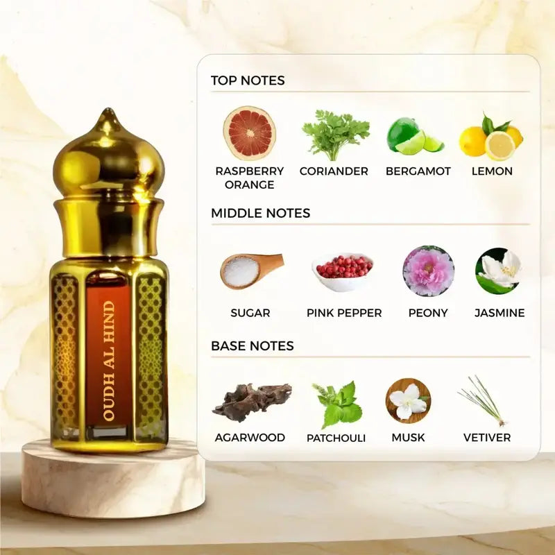 Zuhur AL Oasis Oudh AL Hind Masculine Non Alcoholic Attar For Men 6ML