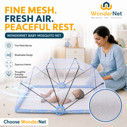 WonderNet Foldable Baby Mosquito Net for Bed – Newborn to 4 Years