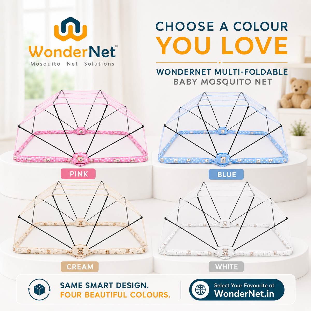 WonderNet Foldable Baby Mosquito Net for Bed – Newborn to 4 Years